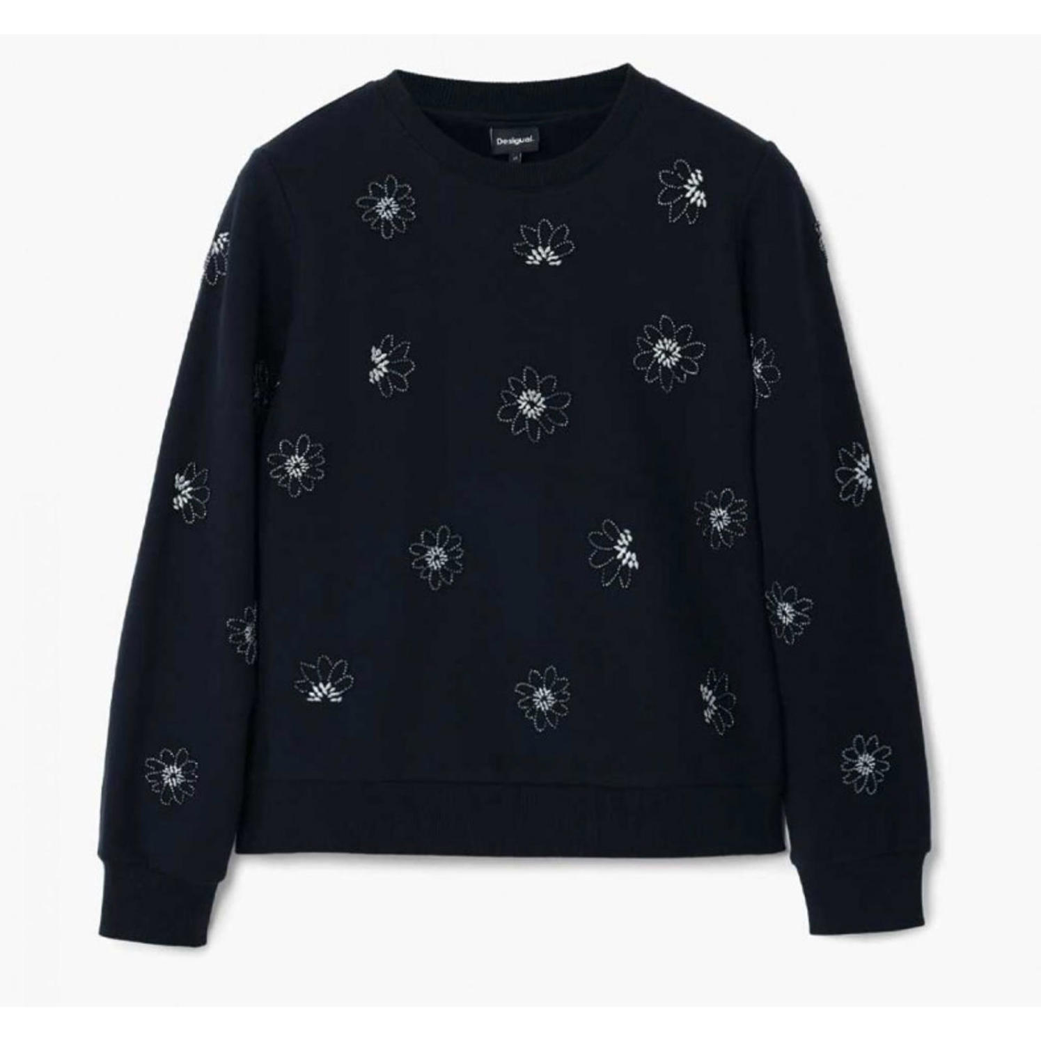 New, Desigual Floral Jewel Sweatshirt In Black Sz L #T3528